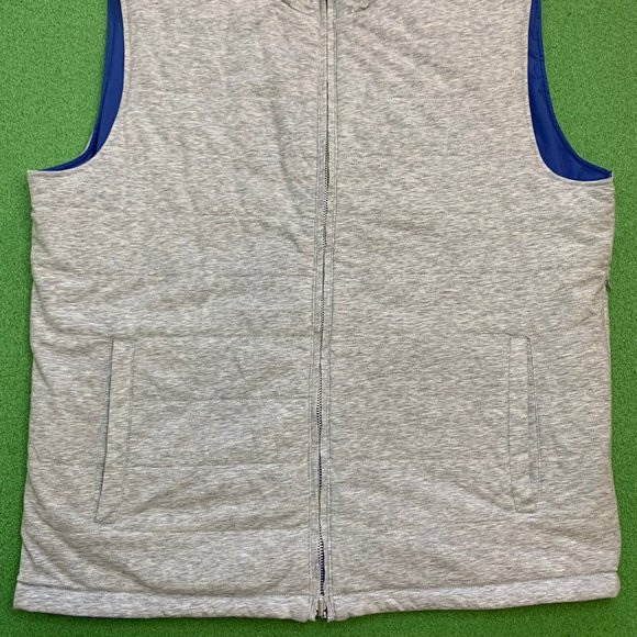 Peter Millar Crown Reversible Soft Golf Vest 2-Way Full Zip Gray Blue Size Large - Picture 3 of 8